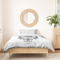 Super Samoa 685 Tribal Tattoo Bedding Set Siapo Pattern White Edition LT03 - Polynesian Pride