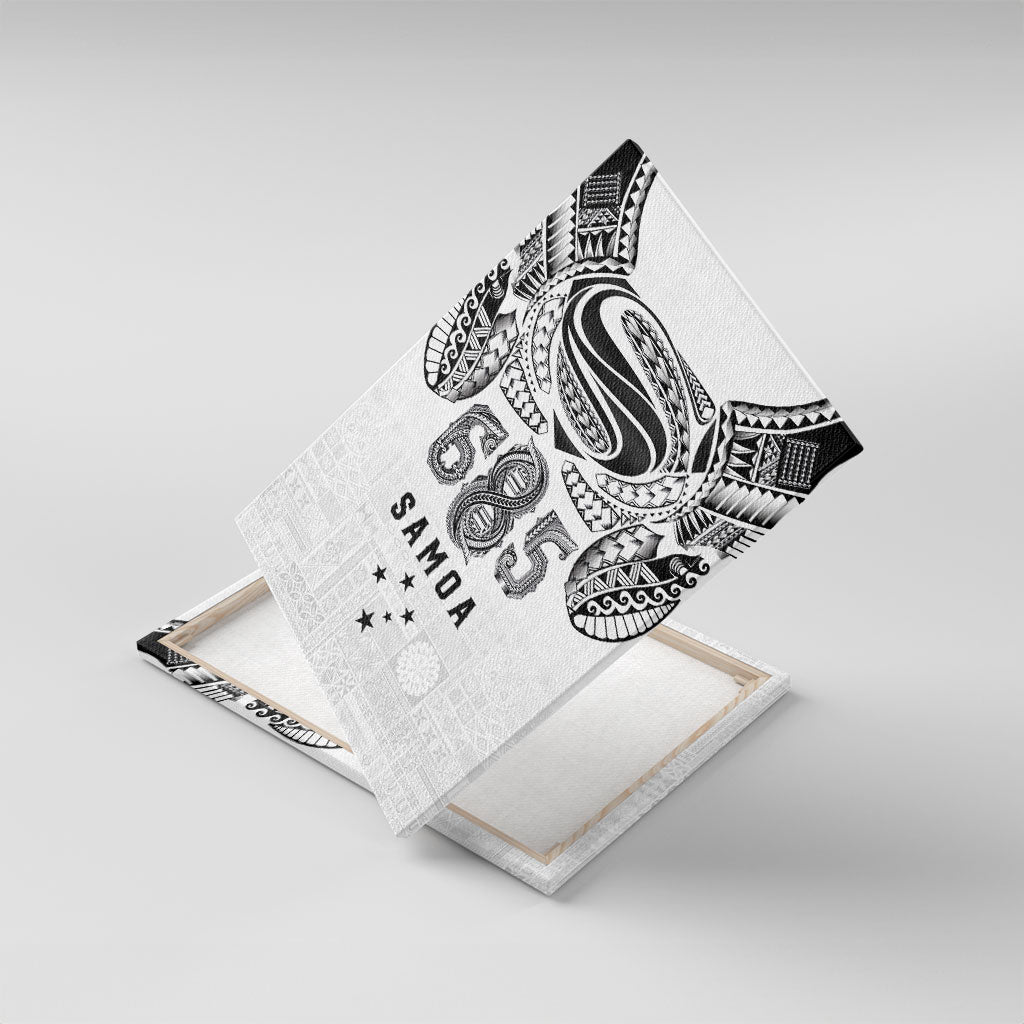 Super Samoa 685 Tribal Tattoo Canvas Wall Art Siapo Pattern White Edition LT03 With Frame White - Polynesian Pride