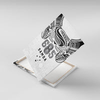 Super Samoa 685 Tribal Tattoo Canvas Wall Art Siapo Pattern White Edition LT03 With Frame White - Polynesian Pride