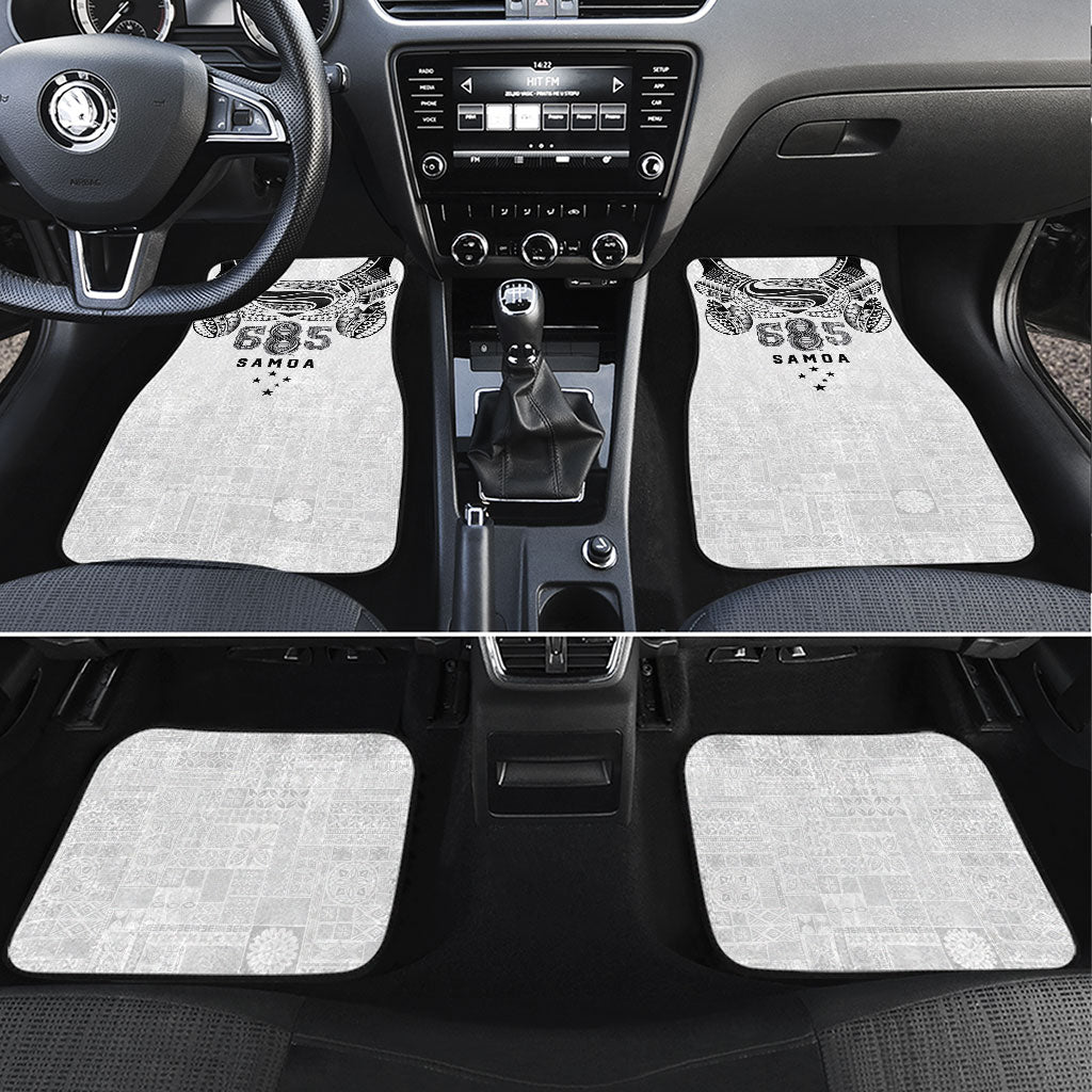 Super Samoa 685 Tribal Tattoo Car Mats Siapo Pattern White Edition LT03 Set 4pcs White - Polynesian Pride