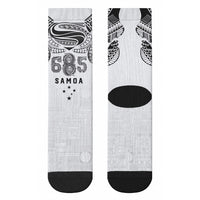 Super Samoa 685 Tribal Tattoo Crew Socks Siapo Pattern White Edition LT03 - Polynesian Pride