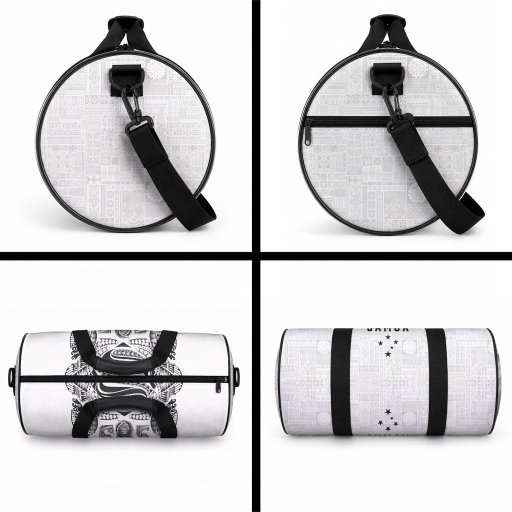 Super Samoa 685 Tribal Tattoo Duffle Bag Siapo Pattern White Edition LT03 - Polynesian Pride