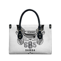 Super Samoa 685 Tribal Tattoo Leather Bag Siapo Pattern White Edition LT03 - Polynesian Pride