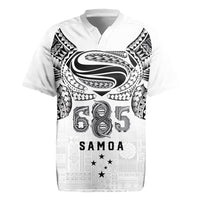 Super Samoa 685 Tribal Tattoo Rugby Jersey Siapo Pattern White Edition LT03 White - Polynesian Pride