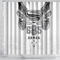 Super Samoa 685 Tribal Tattoo Shower Curtain Siapo Pattern White Edition LT03 - Polynesian Pride