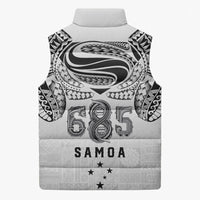 Super Samoa 685 Tribal Tattoo Sleeveless Puffer Jacket Siapo Pattern White Edition LT03 - Polynesian Pride