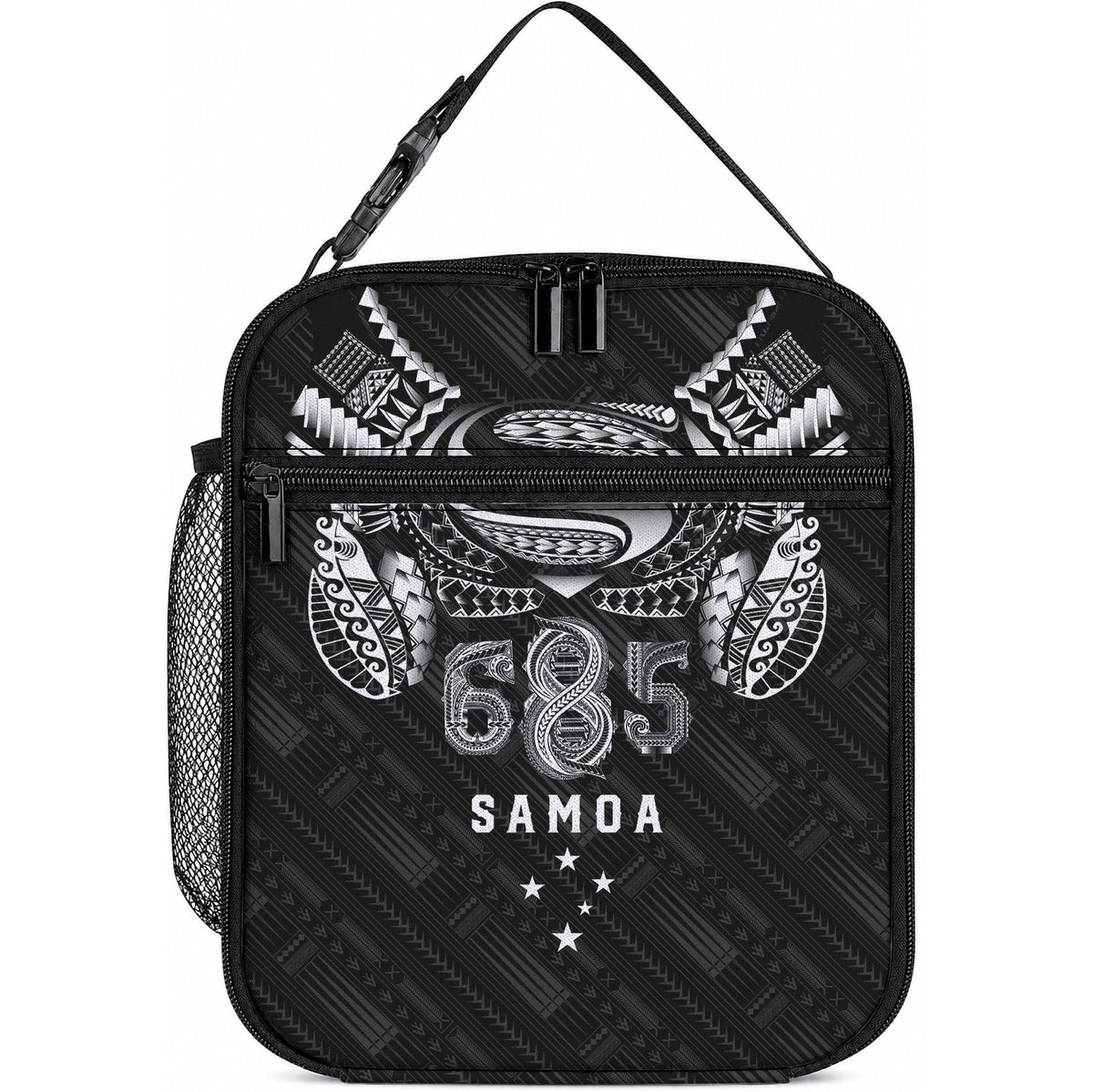 Super Samoa 685 Tribal Tattoo Lunch Bag Samoan Ornament Pattern Black Edition LT03 10.2 × 8.3 × 4.3 inch Black - Polynesian Pride