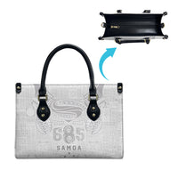 Super Samoa 685 Tribal Tattoo Leather Bag Siapo Pattern All-White Edition LT03 - Polynesian Pride