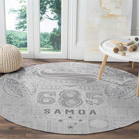Super Samoa 685 Tribal Tattoo Round Carpet Siapo Pattern All-White Edition LT03 - Polynesian Pride
