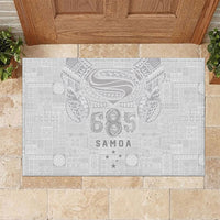 Super Samoa 685 Tribal Tattoo Rubber Doormat Siapo Pattern All-White Edition LT03 White - Polynesian Pride