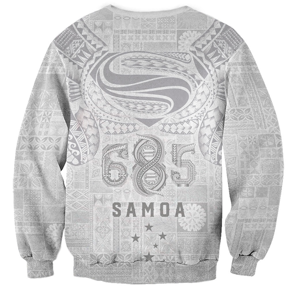 Super Samoa 685 Tribal Tattoo Sweatshirt Siapo Pattern All-White Edition LT03 - Polynesian Pride
