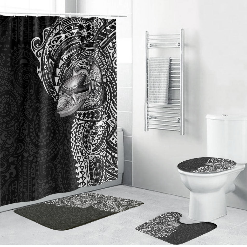 Hawaiian Humuhumu Tribal Tattoo Bathroom Set Polynesian Kakau Black Color LT03 Bathroom Set (4 pcs) Black - Polynesian Pride
