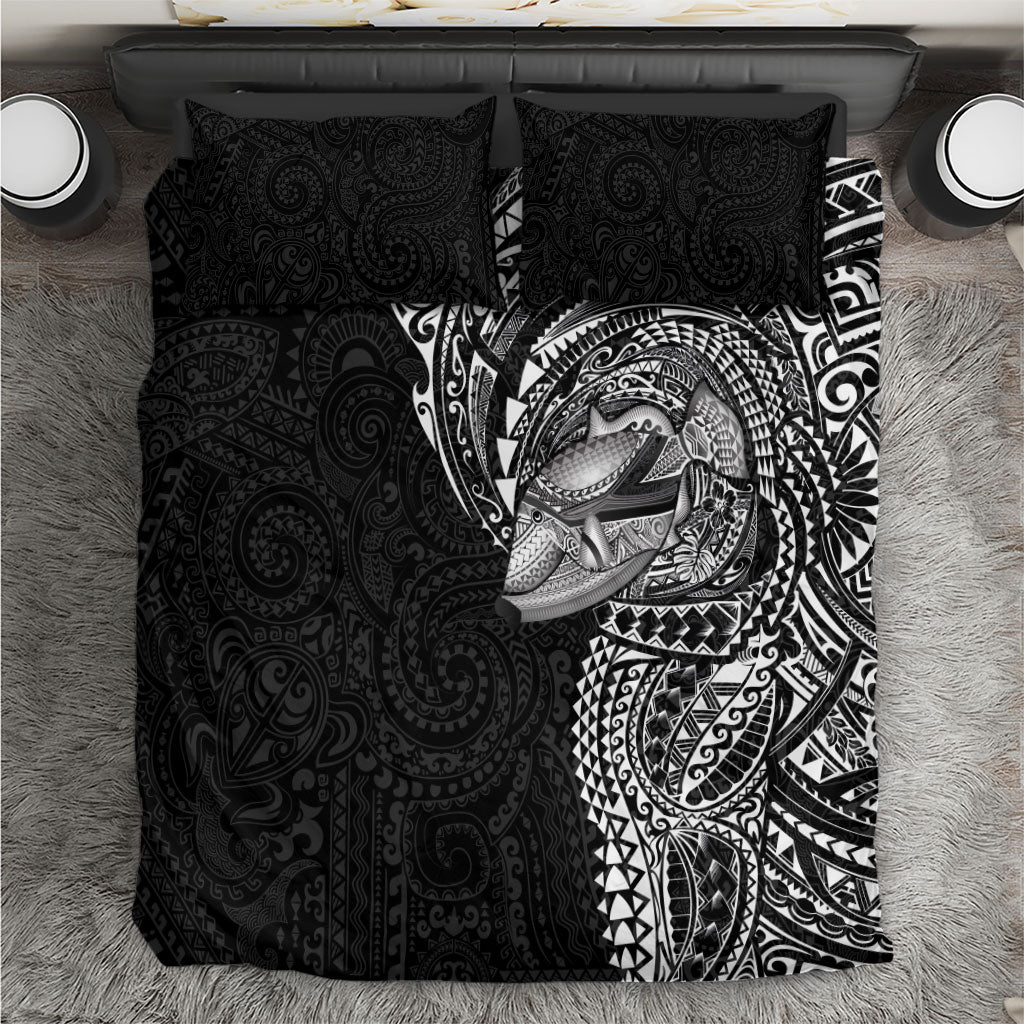 Hawaiian Humuhumu Tribal Tattoo Bedding Set Polynesian Kakau Black Color LT03 Black - Polynesian Pride