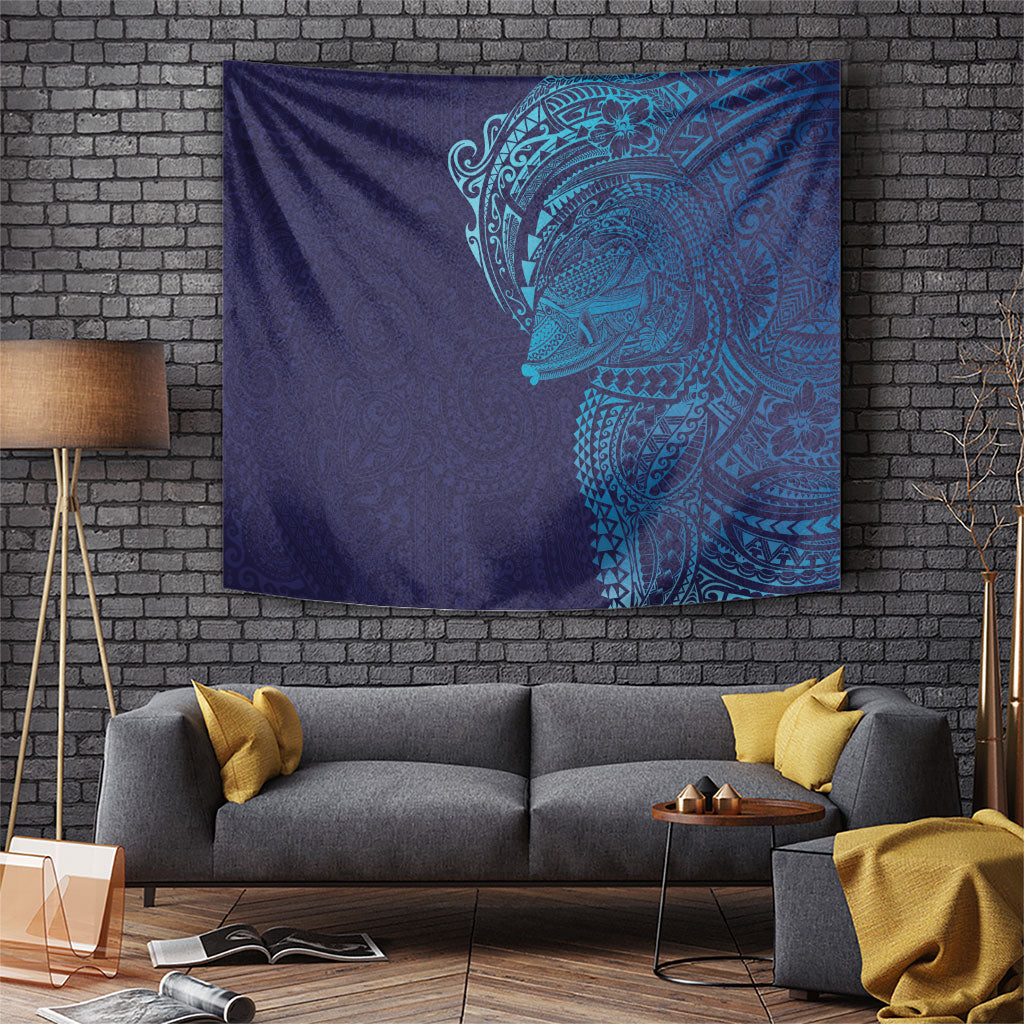 Hawaiian Humuhumu Tribal Tattoo Tapestry Polynesian Kakau Turquoise Color LT03 Turquoise - Polynesian Pride