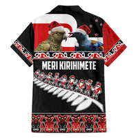 New Zealand Meri Kirihimete Family Matching Tank Maxi Dress and Hawaiian Shirt Christmas Tui Bird and Kea Bird - Haka Santa with Maori Koru Art Pattern