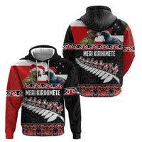 New Zealand Meri Kirihimete Zip Hoodie Christmas Tui Bird and Kea Bird - Haka Santa with Maori Koru Art Pattern