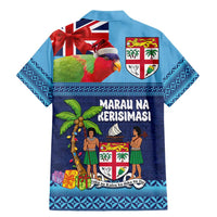 Fiji Marau na Kerisimasi Family Matching Mermaid Dress and Hawaiian Shirt Christmas Collared Lory - Fiji Emblems and Xmas Palm Tree Tapa Art Pattern