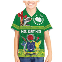 Cook Islands Meri Kiritimiti Family Matching Mermaid Dress and Hawaiian Shirt Christmas Turtle - Cooks Islands Emblems and Polynesian Art Pattern