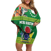 Cook Islands Meri Kiritimiti Family Matching Off Shoulder Short Dress and Hawaiian Shirt Christmas Turtle - Cooks Islands Emblems and Polynesian Art Pattern