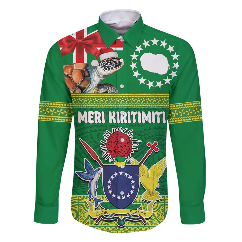 Cook Islands Meri Kiritimiti Family Matching Summer Maxi Dress and Hawaiian Shirt Christmas Turtle - Cooks Islands Emblems and Polynesian Art Pattern