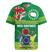Cook Islands Meri Kiritimiti Rugby Jersey Christmas Turtle - Cooks Islands Emblems and Polynesian Art Pattern LT03 Green - Polynesian Pride