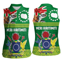Cook Islands Meri Kiritimiti Women Sleeveless Polo Shirt Christmas Turtle - Cooks Islands Emblems and Polynesian Art Pattern
