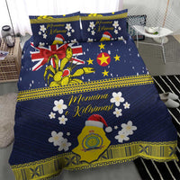 Niue Monuina e Kilisimasi Bedding Set Christmas Uga - Niue Map and Emblem with Hiapo Art Pattern