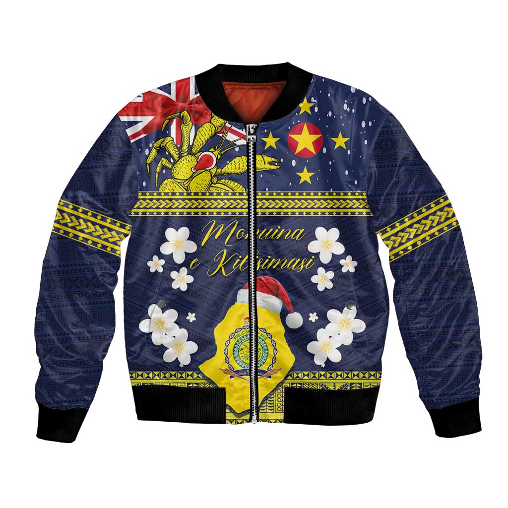 Niue Monuina e Kilisimasi Bomber Jacket Christmas Uga - Niue Map and Emblem with Hiapo Art Pattern LT03 Unisex Yellow - Polynesian Pride