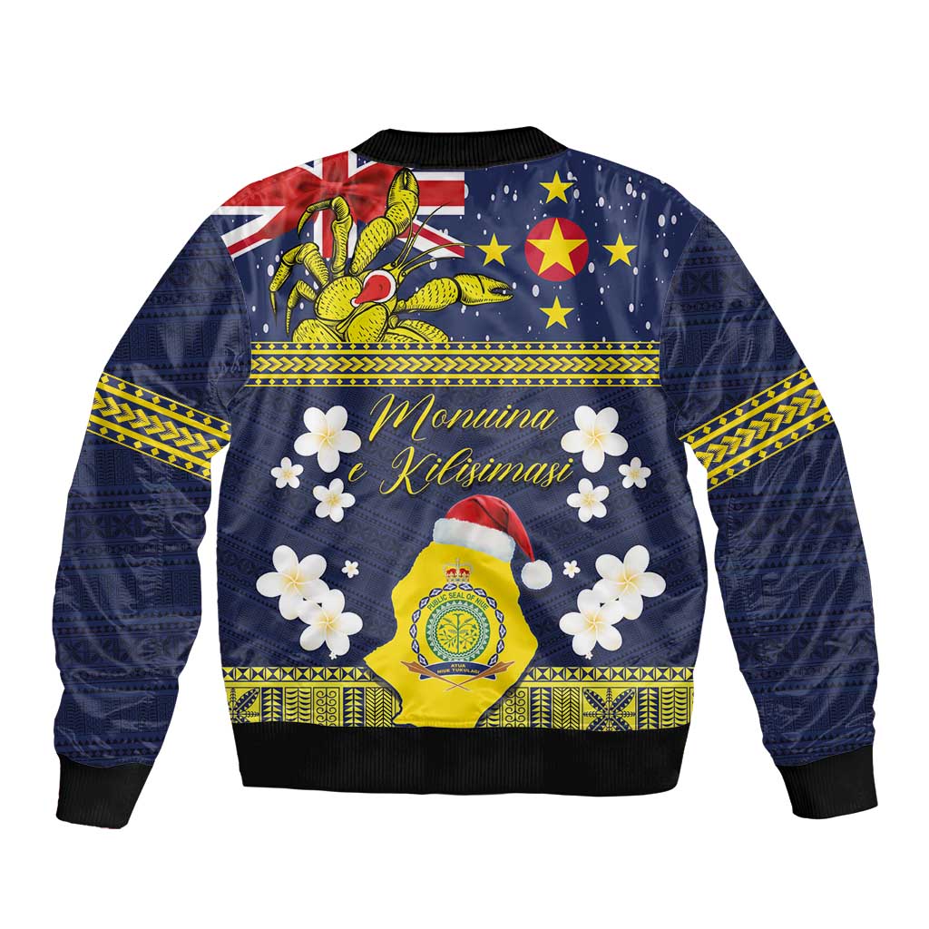 Niue Monuina e Kilisimasi Bomber Jacket Christmas Uga - Niue Map and Emblem with Hiapo Art Pattern LT03 - Polynesian Pride