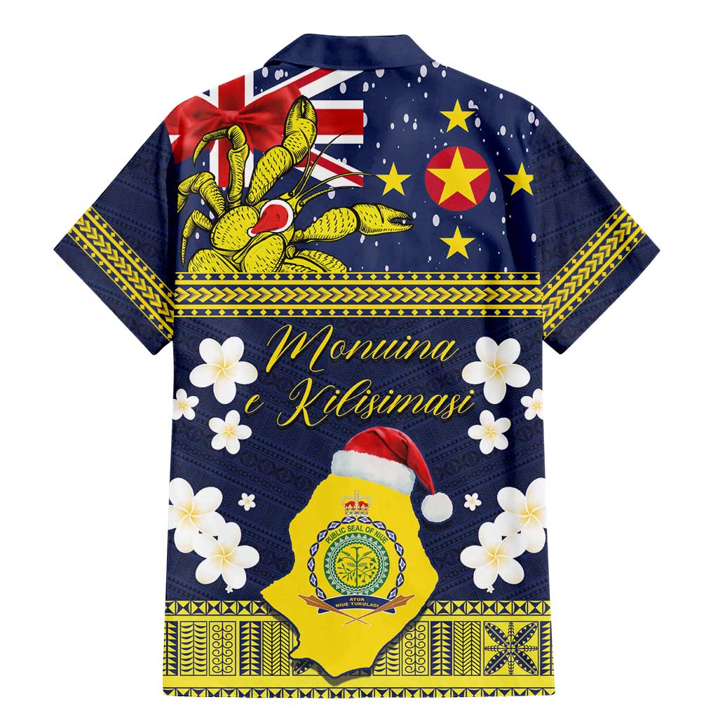 Niue Monuina e Kilisimasi Family Matching Mermaid Dress and Hawaiian Shirt Christmas Uga - Niue Map and Emblem with Hiapo Art Pattern