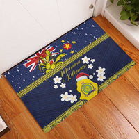 Niue Monuina e Kilisimasi Rubber Doormat Christmas Uga - Niue Map and Emblem with Hiapo Art Pattern