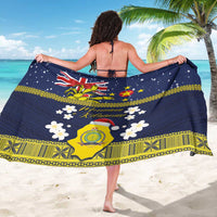Niue Monuina e Kilisimasi Sarong Christmas Uga - Niue Map and Emblem with Hiapo Art Pattern