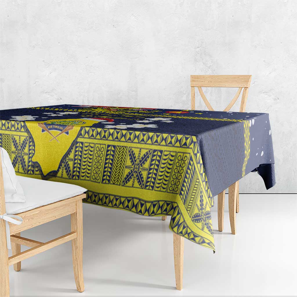 Niue Monuina e Kilisimasi Tablecloth Christmas Uga - Niue Map and Emblem with Hiapo Art Pattern