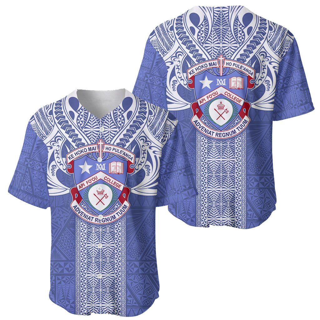 Tonga Apifoou School Baseball Jersey Ngatu and Polynesian Pattern LT03 - Polynesian Pride