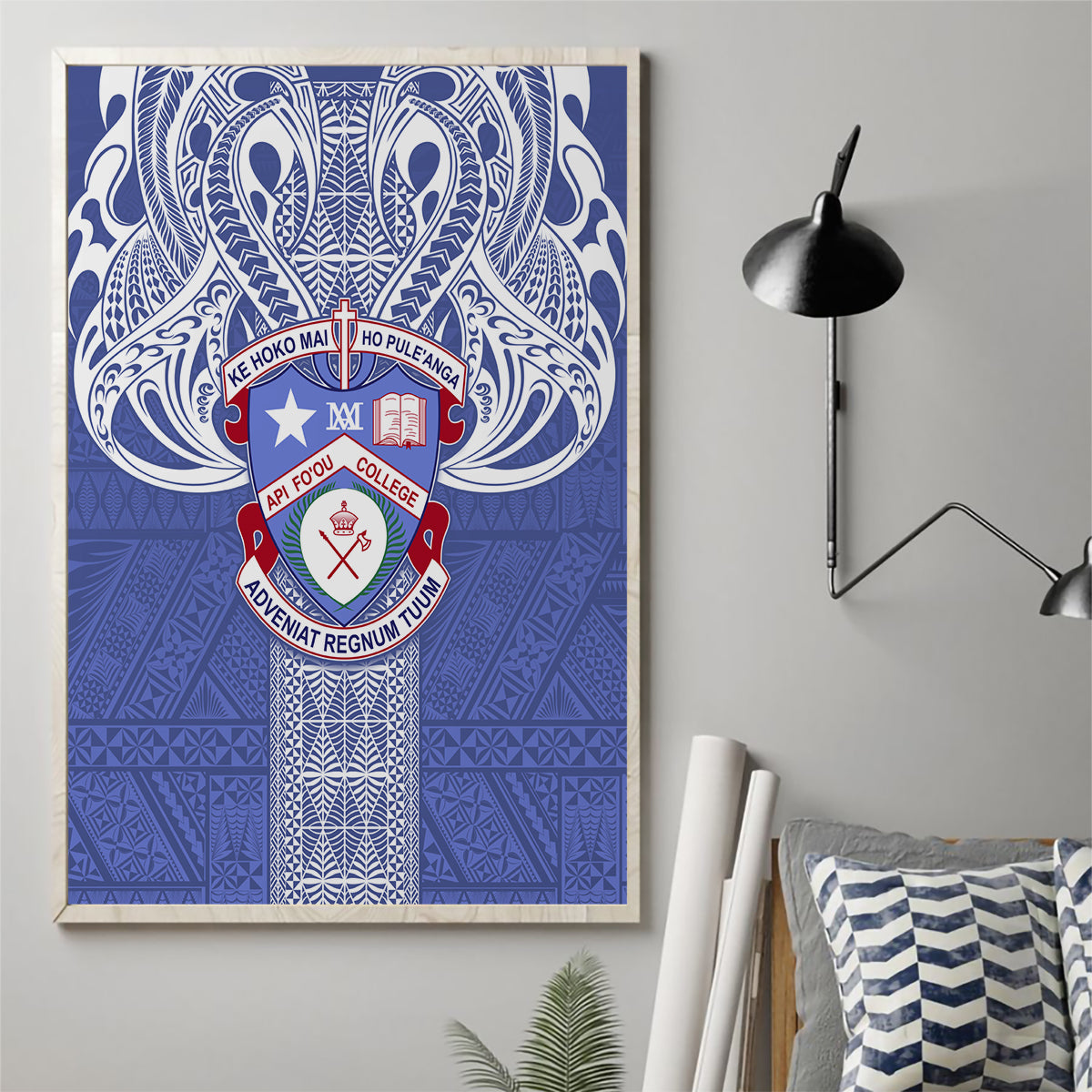 Tonga Apifoou School Canvas Wall Art Ngatu and Polynesian Pattern LT03 - Polynesian Pride