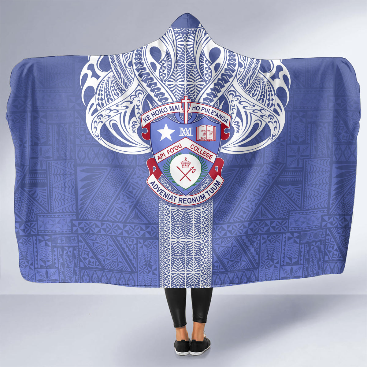 Tonga Apifoou School Hooded Blanket Ngatu and Polynesian Pattern LT03 - Polynesian Pride