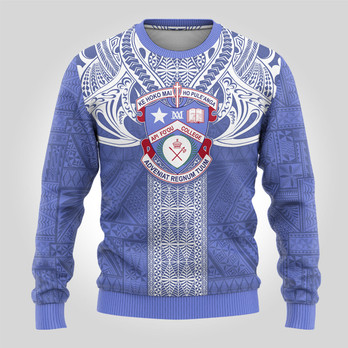 Tonga Apifoou School Ugly Christmas Sweater Ngatu and Polynesian Pattern LT03 - Polynesian Pride