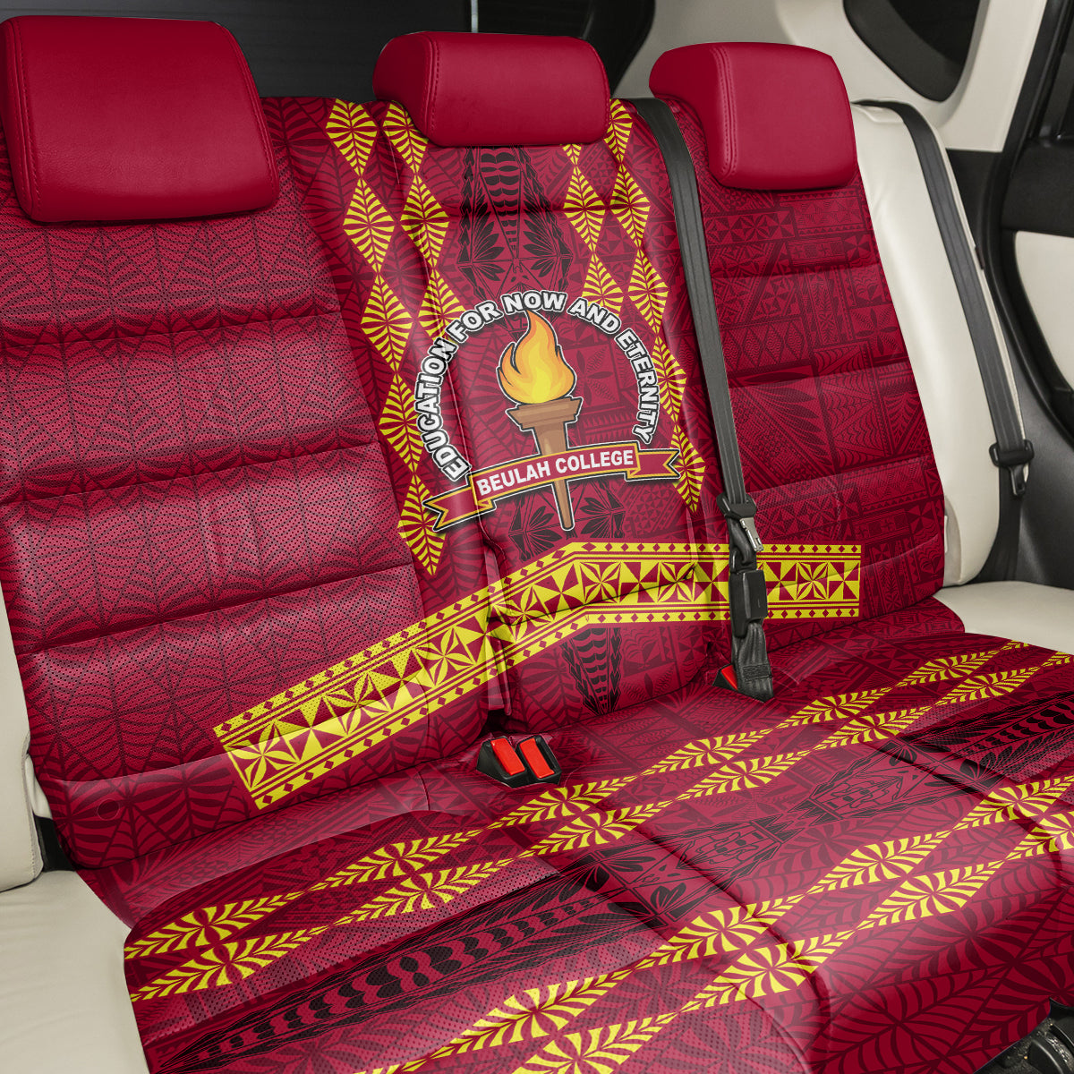 Tonga Beulah College Back Car Seat Cover Ngatu and Polynesian Pattern LT03 - Polynesian Pride