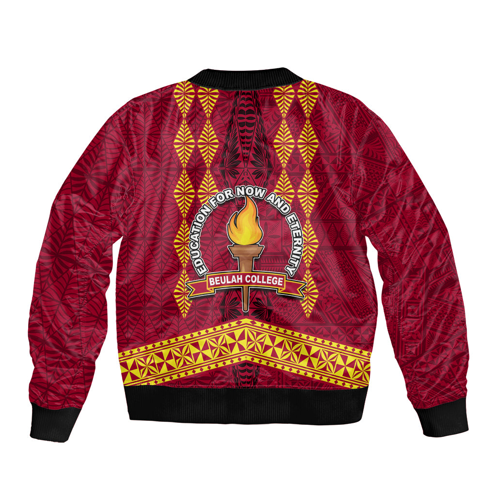 Tonga Beulah College Sleeve Zip Bomber Jacket Ngatu and Polynesian Pattern LT03 - Polynesian Pride