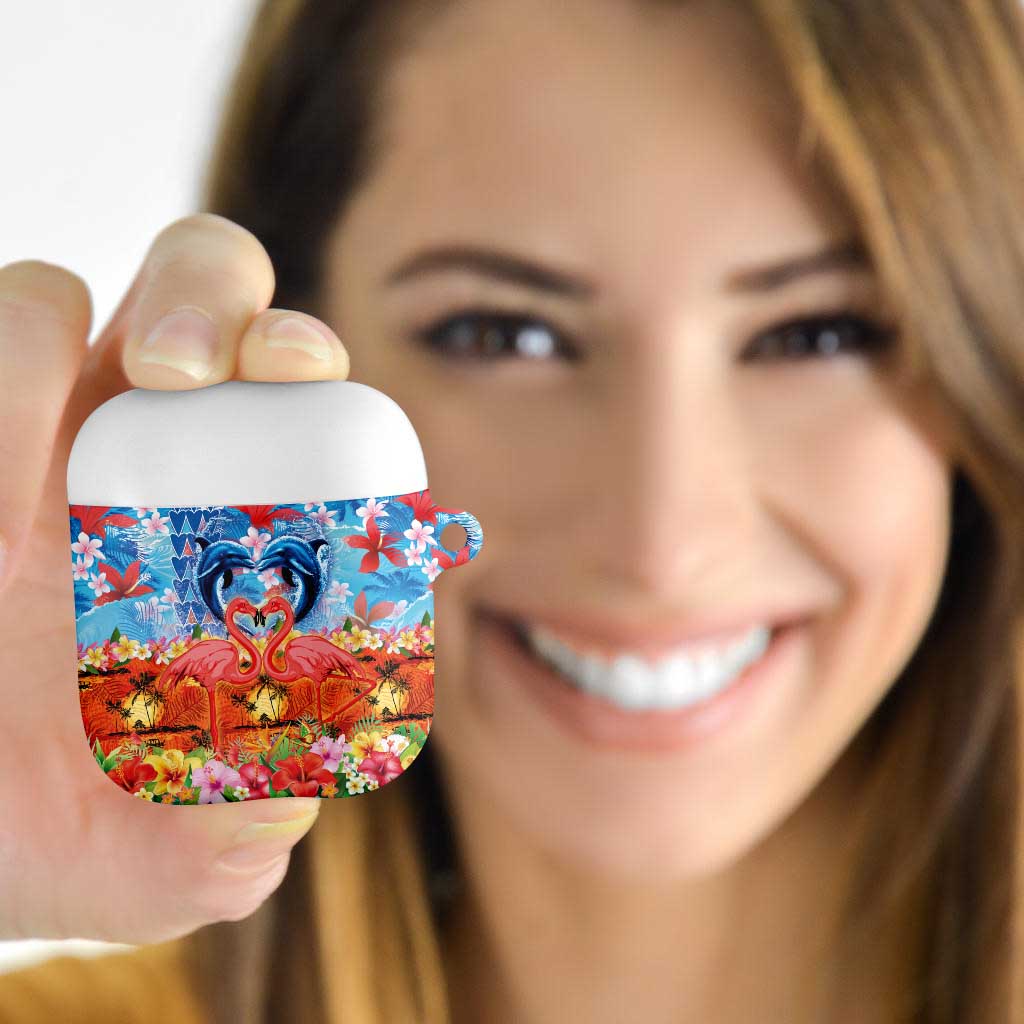 Hawaiian Love-Couple Dolphins and Flamingos AirPods Case LT03 - Polynesian Pride