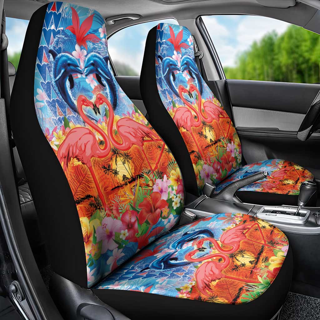 Hawaiian Love-Couple Dolphins and Flamingos Car Seat Cover LT03 - Polynesian Pride