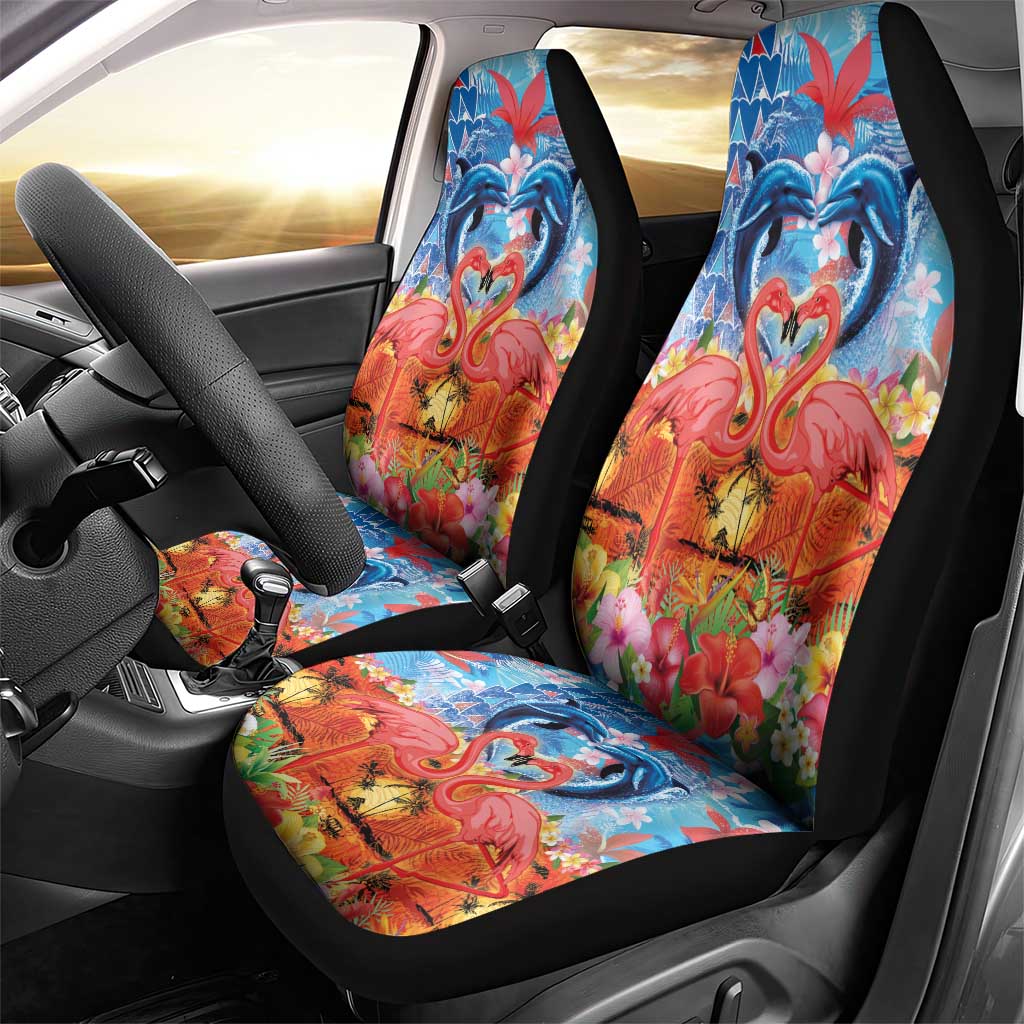 Hawaiian Love-Couple Dolphins and Flamingos Car Seat Cover LT03 - Polynesian Pride