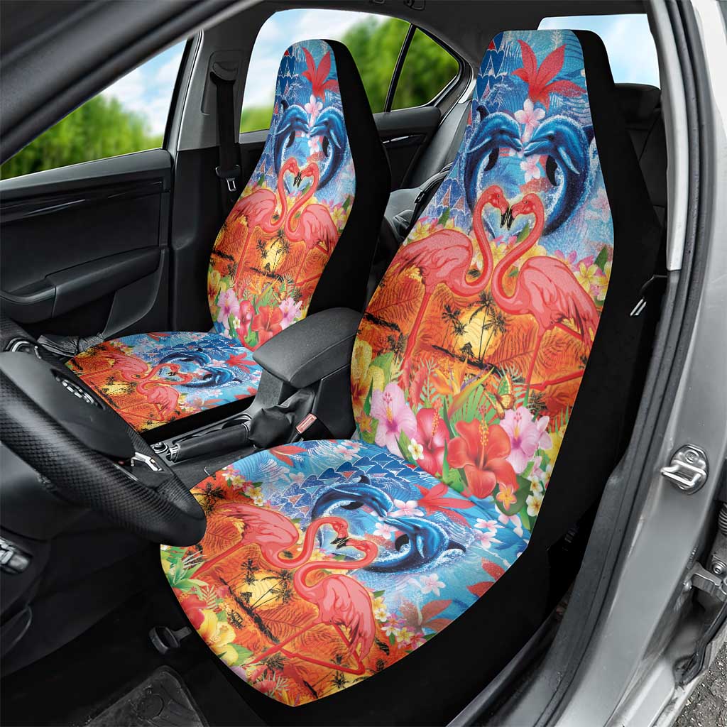 Hawaiian Love-Couple Dolphins and Flamingos Car Seat Cover LT03 - Polynesian Pride