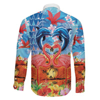 Hawaiian Love-Couple Dolphins and Flamingos Family Matching Summer Maxi Dress and Hawaiian Shirt - Polynesian Pride