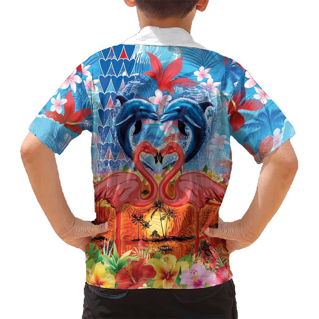Hawaiian Love-Couple Dolphins and Flamingos Hawaiian Shirt - Polynesian Pride