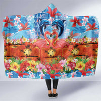 Hawaiian Love-Couple Dolphins and Flamingos Hooded Blanket LT03 One Size Multicolor - Polynesian Pride