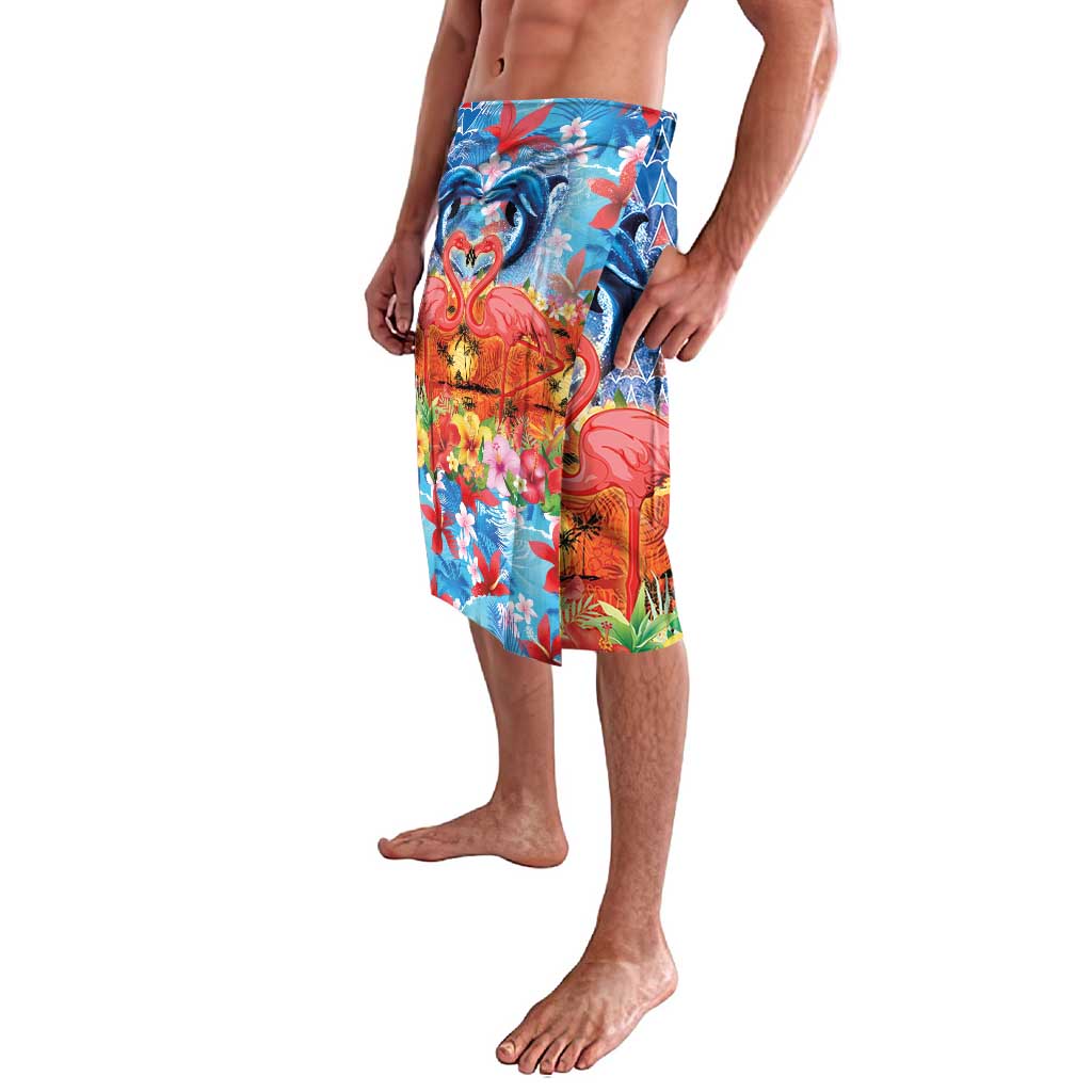 Hawaiian Love-Couple Dolphins and Flamingos Lavalava - Polynesian Pride