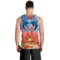 Hawaiian Love-Couple Dolphins and Flamingos Men Tank Top LT03 - Polynesian Pride