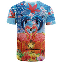 Hawaiian Love-Couple Dolphins and Flamingos T Shirt LT03 - Polynesian Pride