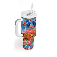 Hawaiian Love-Couple Dolphins and Flamingos Tumbler With Handle LT03 - Polynesian Pride